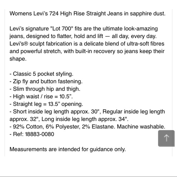 Levi’s 724 High Rise Straight- NEW WITH TAGS - Picture 3 of 9